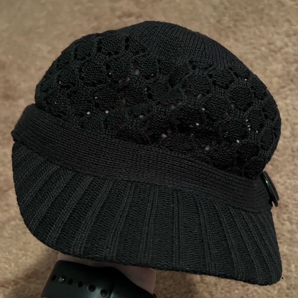 Xhilaration Womens Conductor Newsboy Hat Cap Beige Knit Black One Size - Picture 4 of 5